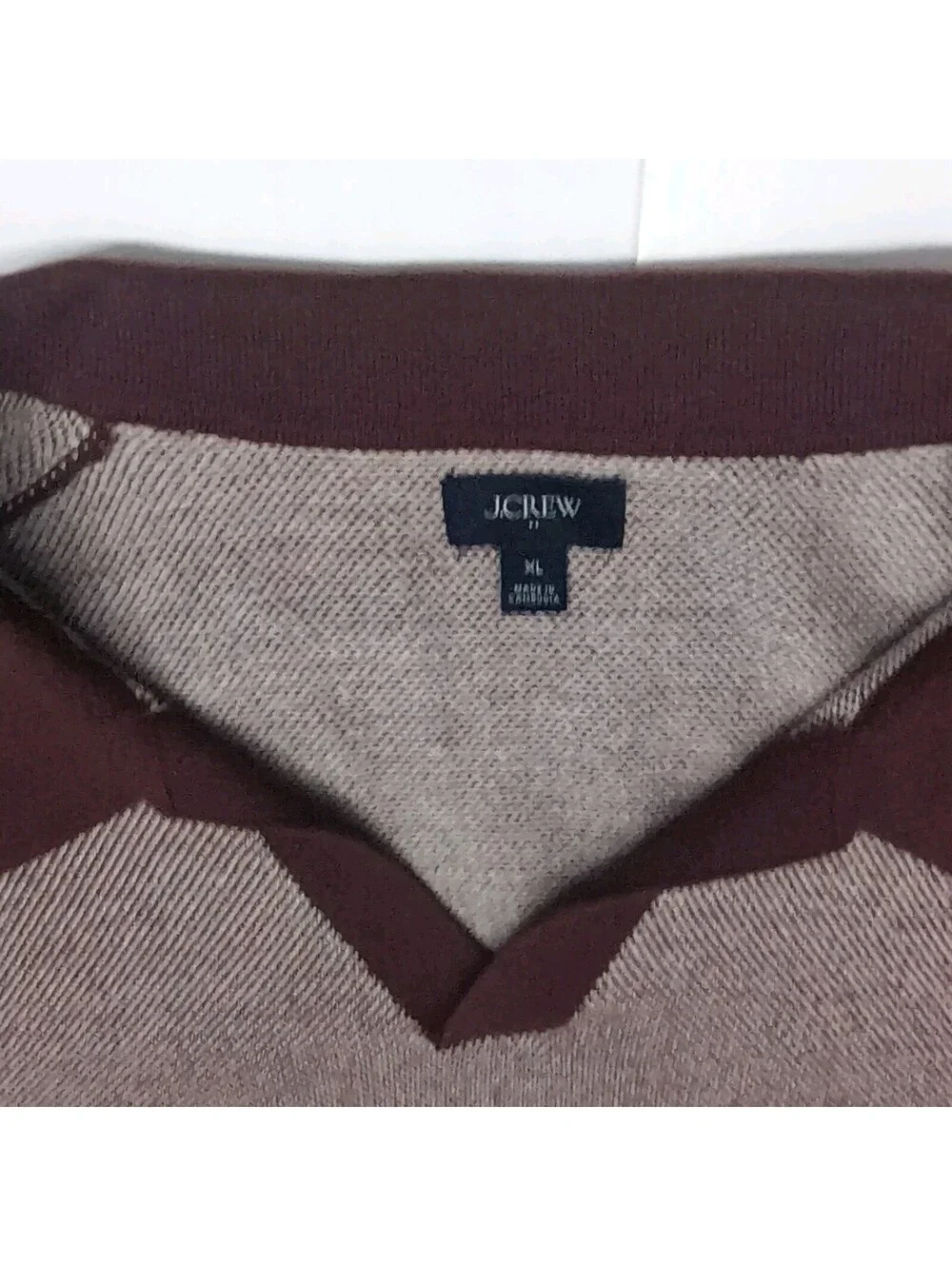 J Crew Mens XL Merino Wool Johnny Collar Polo Sweater Short Sleeve Burgundy Soft